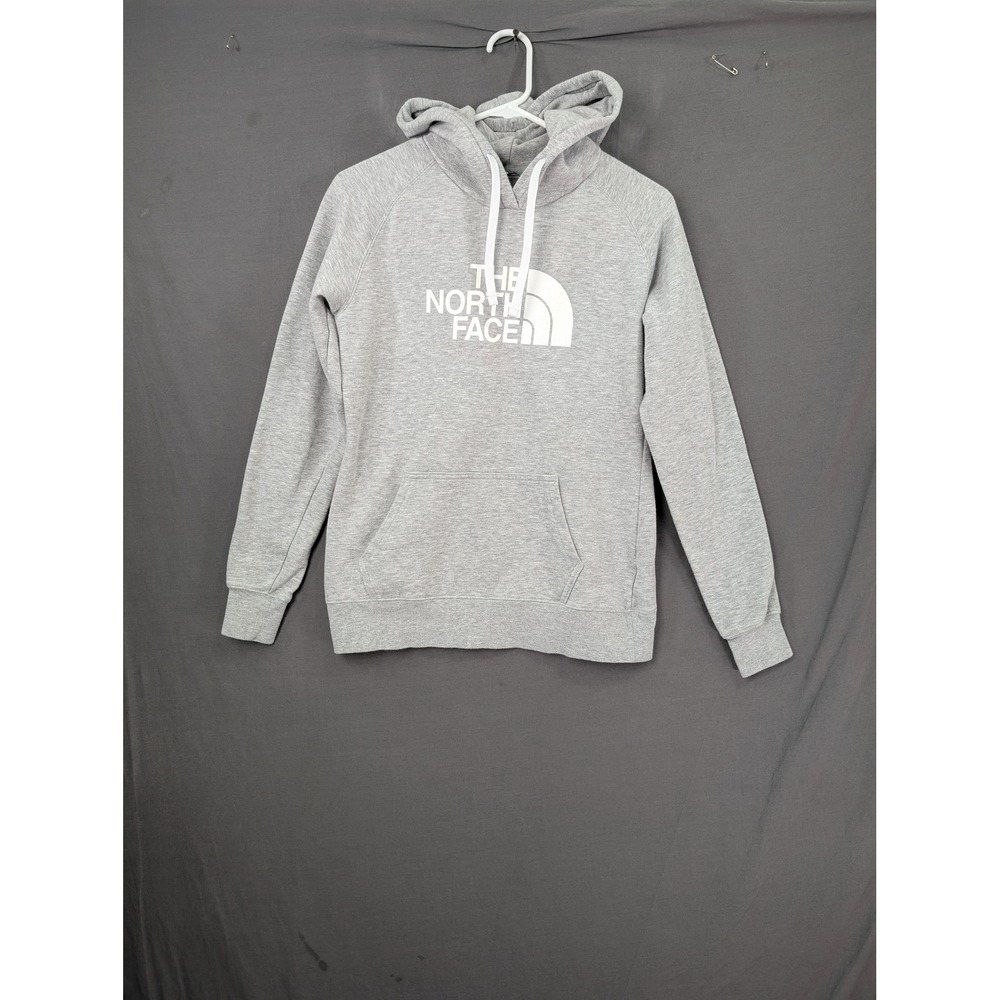 The North Face Womens Half Dome Pullover Hoodie Gray White Logo Small